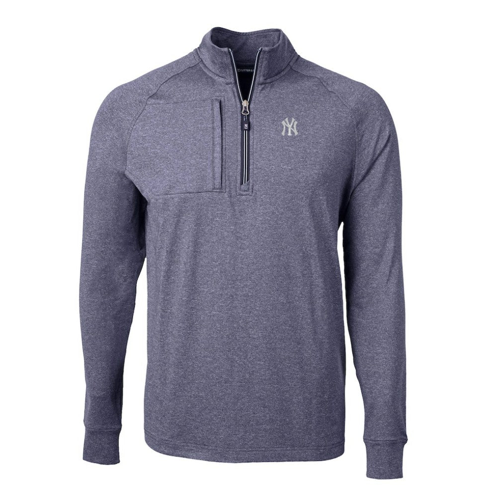 New York Yankees Cutter & Buck Big & Tall Adapt Eco Knit Stretch Recycled Quarter-Zip Pullover Top Sale