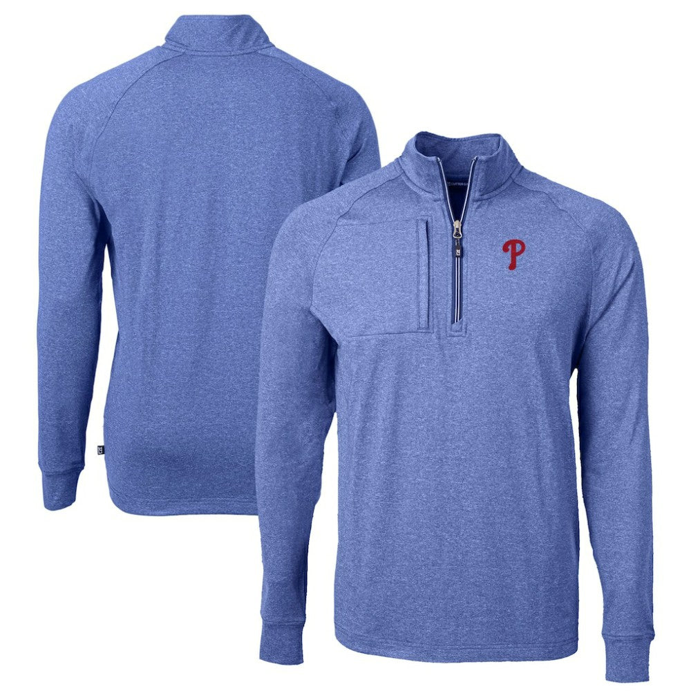 Philadelphia Phillies Cutter & Buck Big & Tall Adapt Eco Knit Stretch Recycled Quarter-Zip Pullover Top for sale