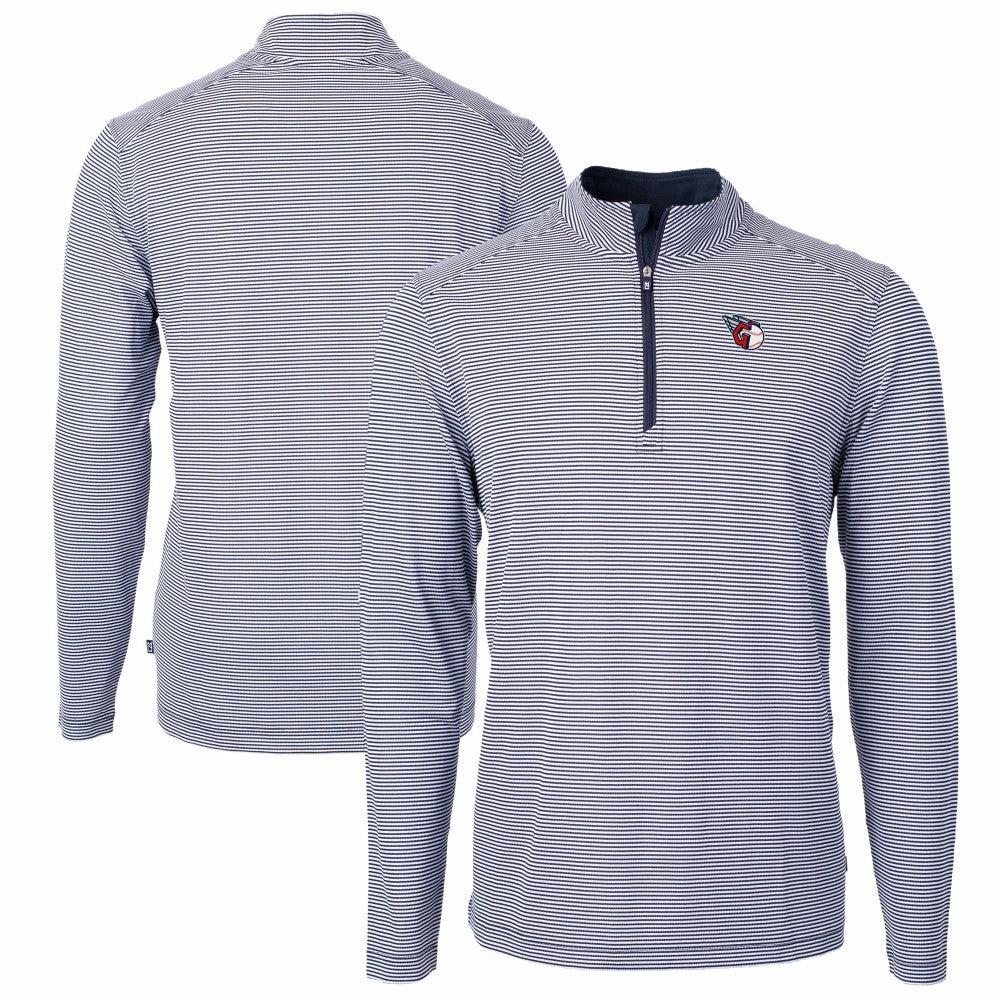 Cleveland Guardians Cutter & Buck Virtue Eco Pique Micro Stripe Big & Tall Recycled Quarter-Zip Pullover Top Online