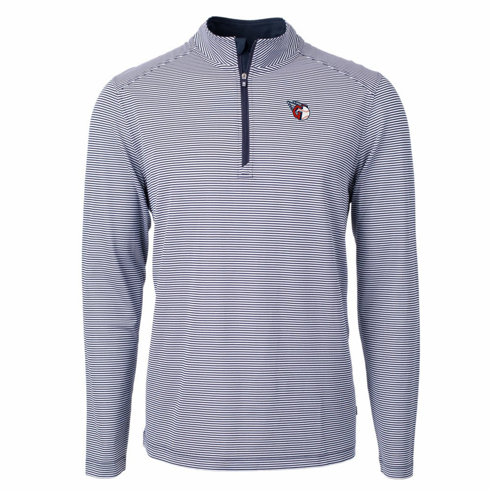 Cleveland Guardians Cutter & Buck Virtue Eco Pique Micro Stripe Big & Tall Recycled Quarter-Zip Pullover Top Online