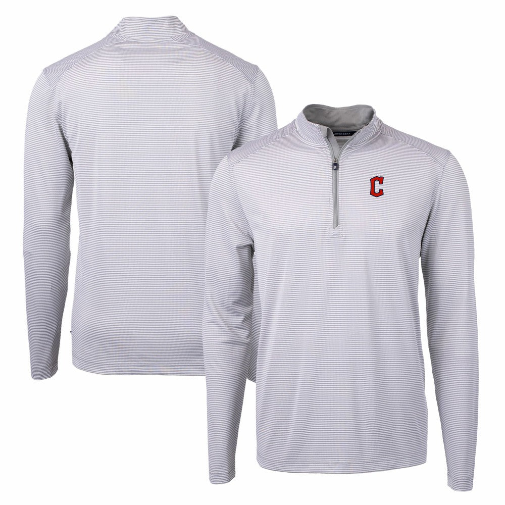 Cleveland Guardians Cutter & Buck Virtue Eco Pique Micro Stripe Big & Tall Recycled Quarter-Zip Pullover Top Near Me