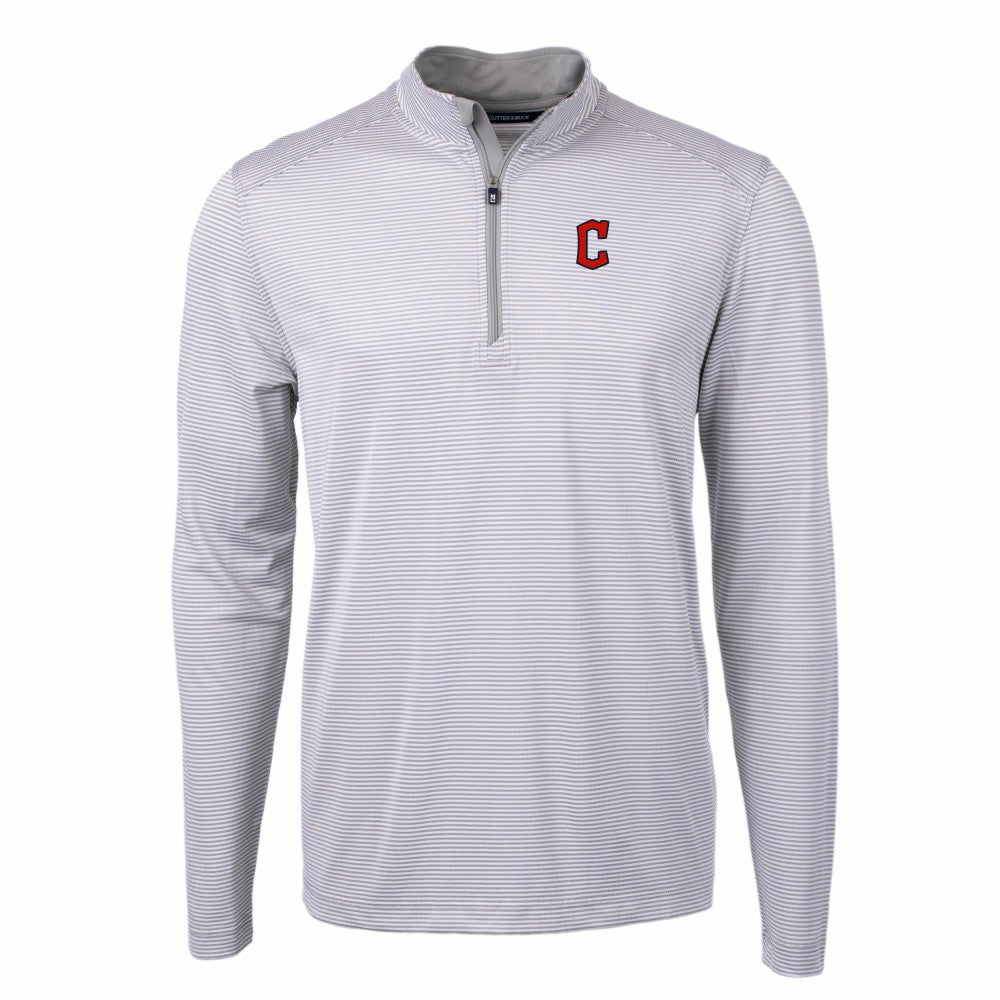 Cleveland Guardians Cutter & Buck Virtue Eco Pique Micro Stripe Big & Tall Recycled Quarter-Zip Pullover Top Near Me