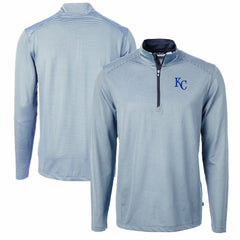Kansas City Royals Cutter & Buck Virtue Eco Pique Micro Stripe Big & Tall Recycled Quarter-Zip Pullover Top Online
