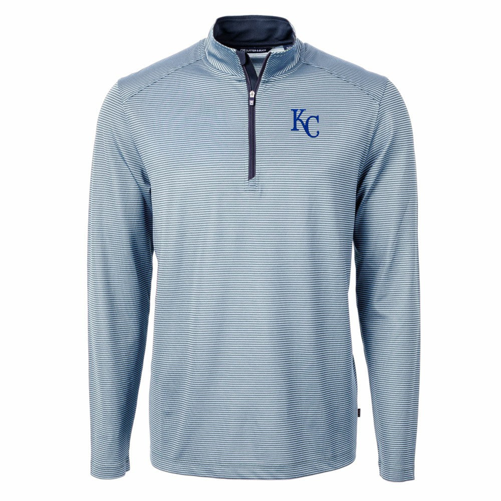 Kansas City Royals Cutter & Buck Virtue Eco Pique Micro Stripe Big & Tall Recycled Quarter-Zip Pullover Top Online