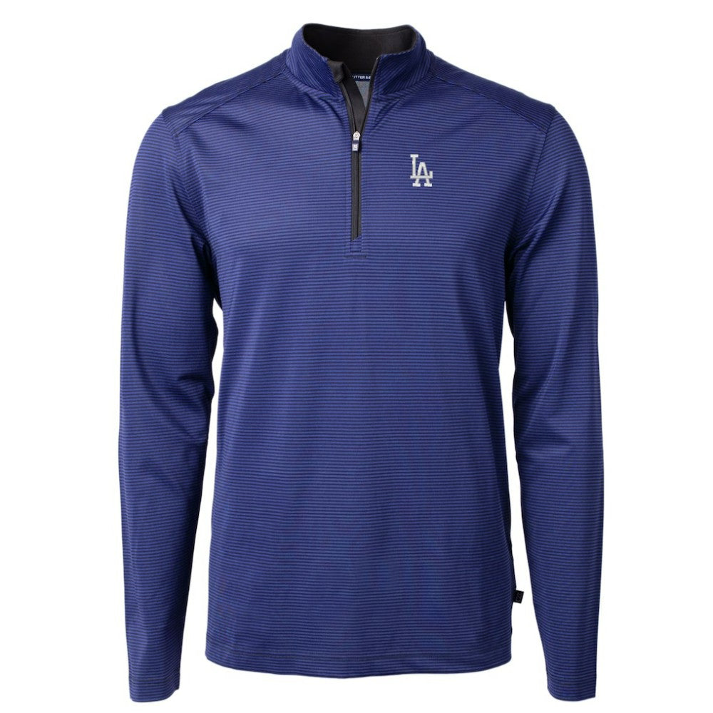 Los Angeles Dodgers Cutter & Buck Virtue Eco Pique Micro Stripe Big & Tall Recycled Quarter-Zip Pullover Top Outlet