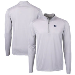 New York Yankees Cutter & Buck Virtue Eco Pique Micro Stripe Big & Tall Recycled Quarter-Zip Pullover Top Online