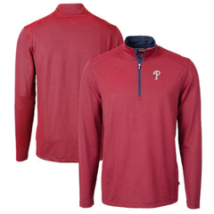 Philadelphia Phillies Cutter & Buck Virtue Eco Pique Micro Stripe Big & Tall Recycled Quarter-Zip Pullover Top Outlet