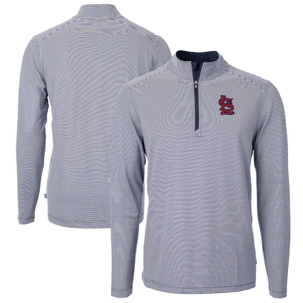 St. Louis Cardinals Cutter & Buck Virtue Eco Pique Micro Stripe Big & Tall Recycled Quarter-Zip Pullover Top Sale