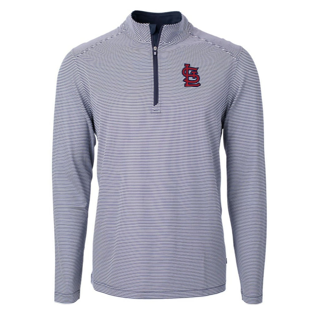 St. Louis Cardinals Cutter & Buck Virtue Eco Pique Micro Stripe Big & Tall Recycled Quarter-Zip Pullover Top Sale
