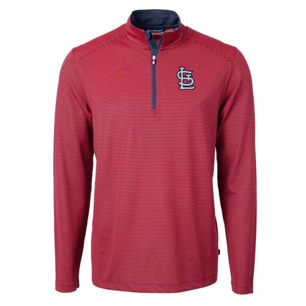 St. Louis Cardinals Cutter & Buck Virtue Eco Pique Micro Stripe Big & Tall Recycled Quarter-Zip Pullover Top Discount