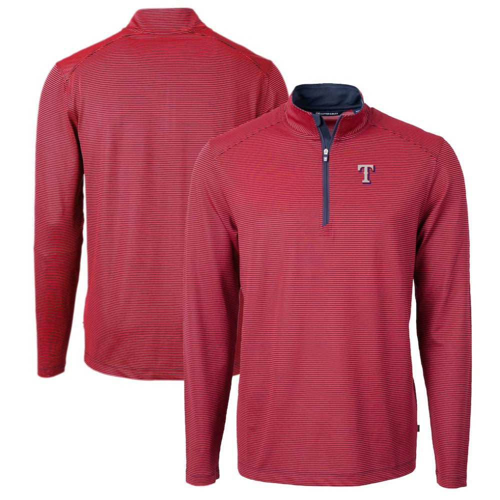 Texas Rangers Cutter & Buck Virtue Eco Pique Micro Stripe Big & Tall Recycled Quarter-Zip Pullover Top Sale