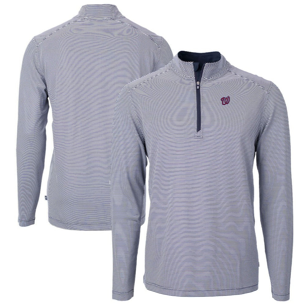 Washington Nationals Cutter & Buck Virtue Eco Pique Micro Stripe Big & Tall Recycled Quarter-Zip Pullover Top Near Me