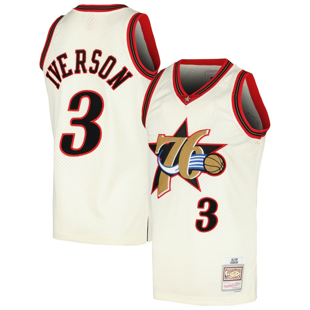 Mitchell & Ness Allen Iverson Philadelphia 76ers Chainstitch Swingman Jersey Cream