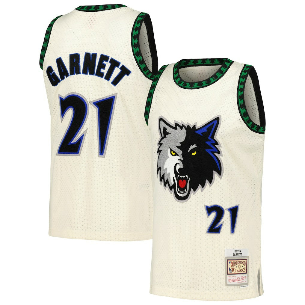 Mitchell & Ness Kevin Garnett Minnesota Timberwolves Chainstitch Swingman Jersey Cream