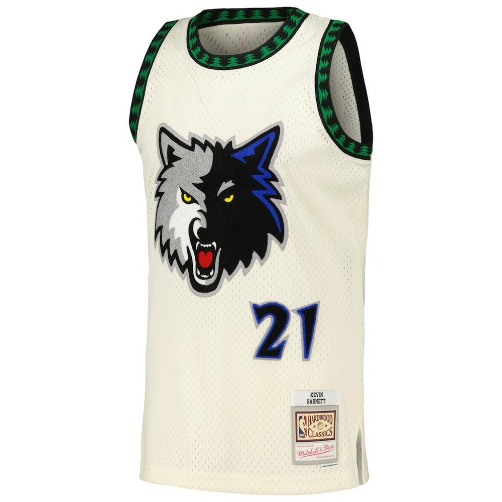 Mitchell & Ness Kevin Garnett Minnesota Timberwolves Chainstitch Swingman Jersey Cream