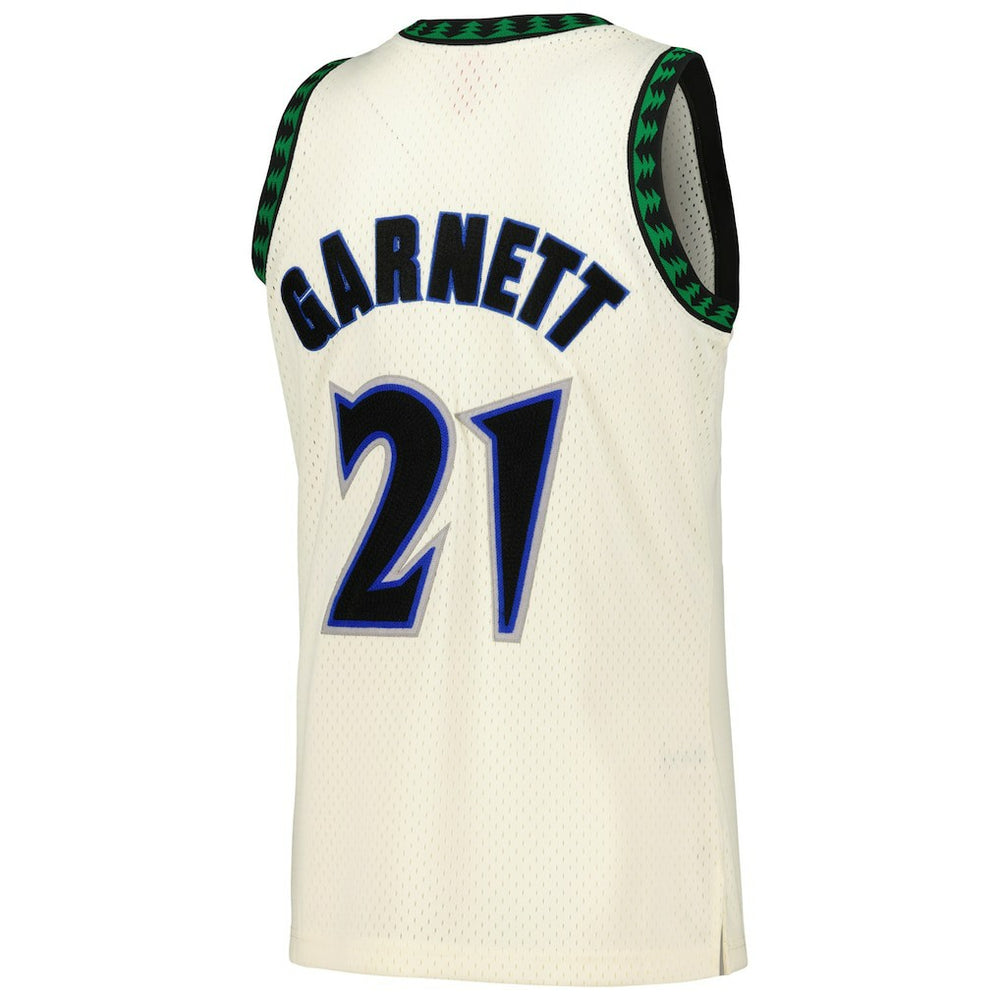 Mitchell & Ness Kevin Garnett Minnesota Timberwolves Chainstitch Swingman Jersey Cream