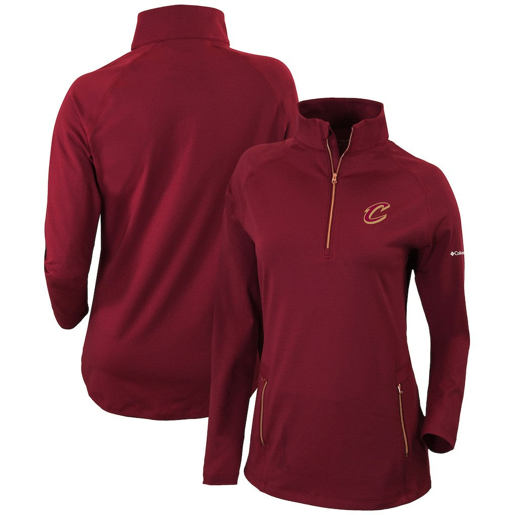 Columbia Cleveland Cavaliers Women's Omni-Wick Outward Nine Quarter-Zip Pullover Top Burgundy