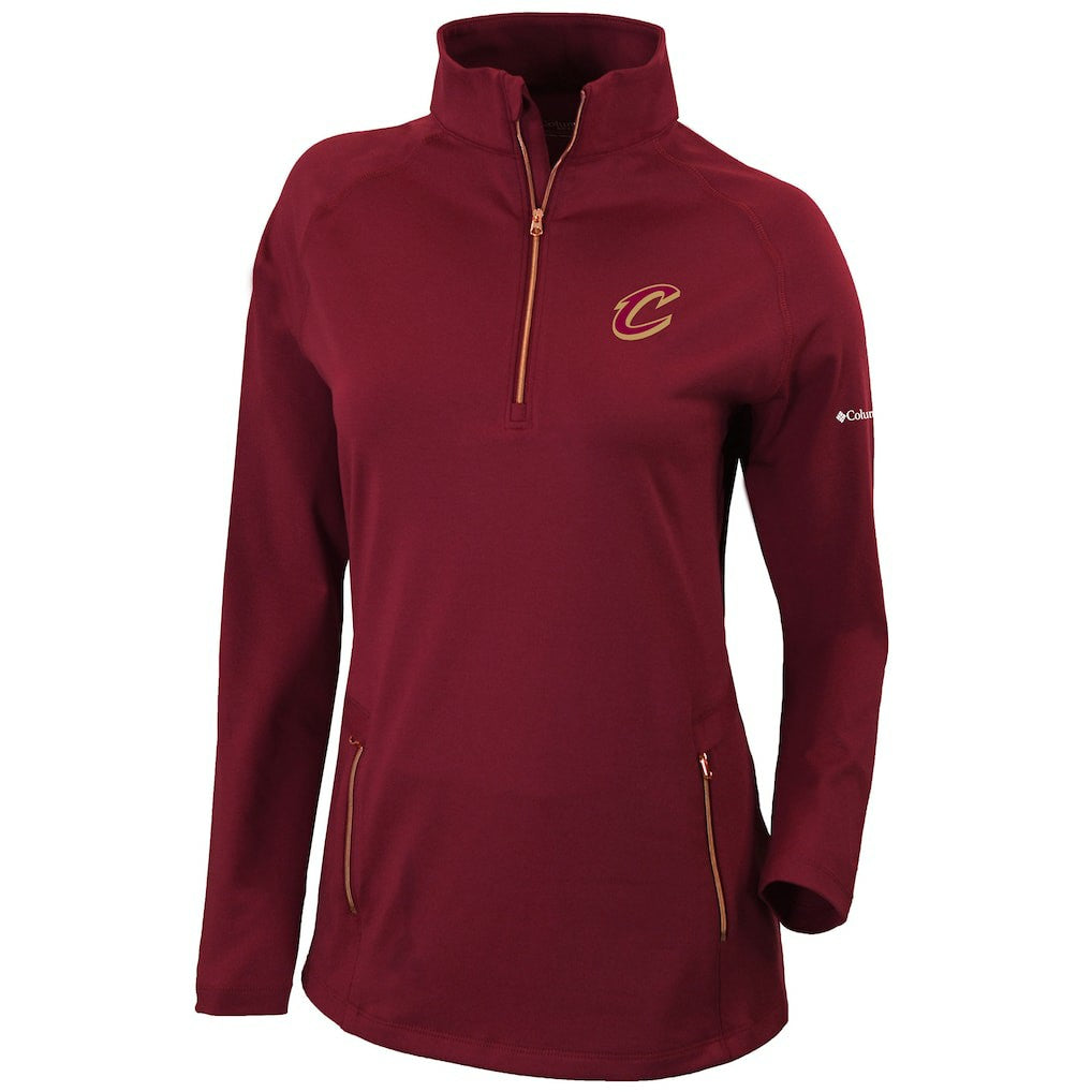 Columbia Cleveland Cavaliers Women's Omni-Wick Outward Nine Quarter-Zip Pullover Top Burgundy