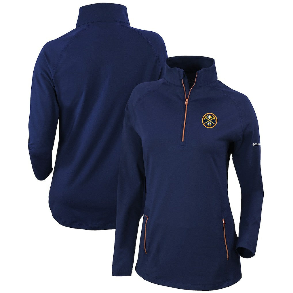 Columbia Denver Nuggets Women's Omni-Wick Outward Nine Quarter-Zip Pullover Top Navy