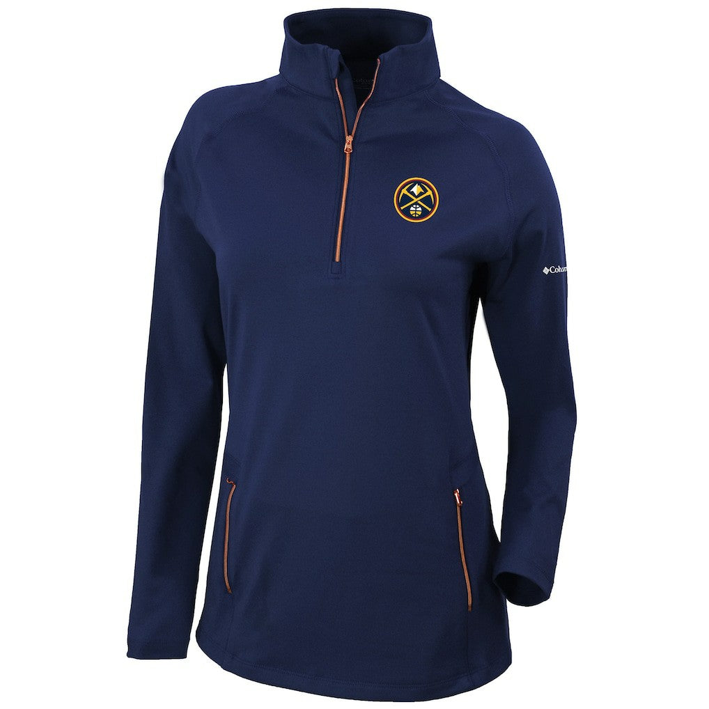 Columbia Denver Nuggets Women's Omni-Wick Outward Nine Quarter-Zip Pullover Top Navy