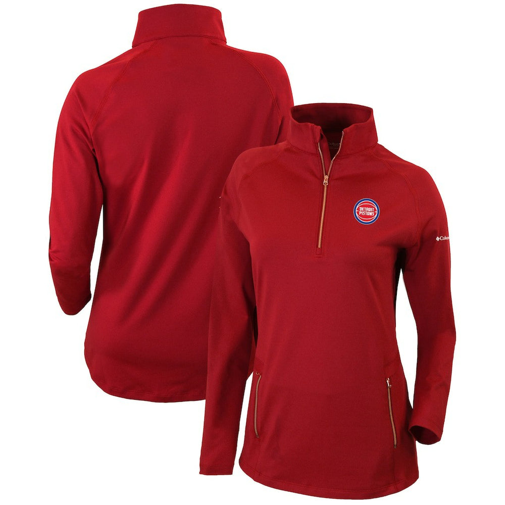 Columbia Detroit Pistons Women's Omni-Wick Outward Nine Quarter-Zip Pullover Top Red