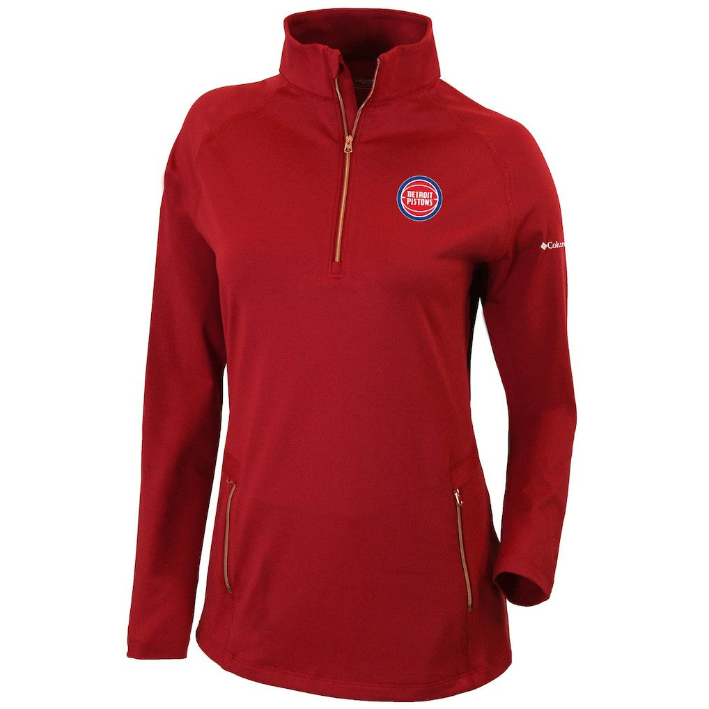 Columbia Detroit Pistons Women's Omni-Wick Outward Nine Quarter-Zip Pullover Top Red