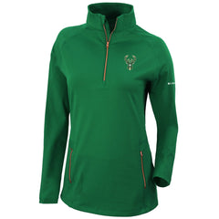 Columbia Milwaukee Bucks Women's Omni-Wick Outward Nine Quarter-Zip Pullover Top Forest Green
