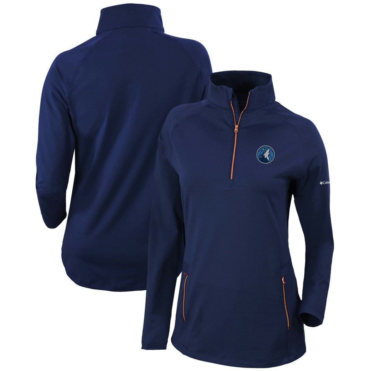 Columbia Minnesota Timberwolves Women's Omni-Wick Outward Nine Quarter-Zip Pullover Top Navy