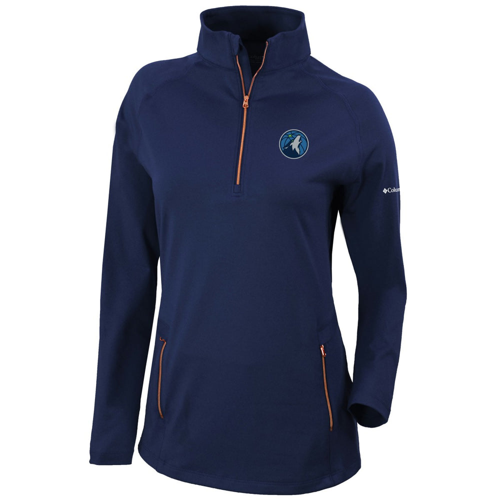 Columbia Minnesota Timberwolves Women's Omni-Wick Outward Nine Quarter-Zip Pullover Top Navy