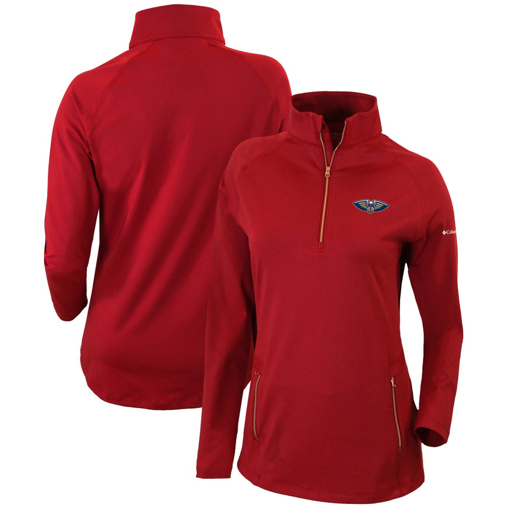 Columbia New Orleans Pelicans Women's Omni-Wick Outward Nine Quarter-Zip Pullover Top Red