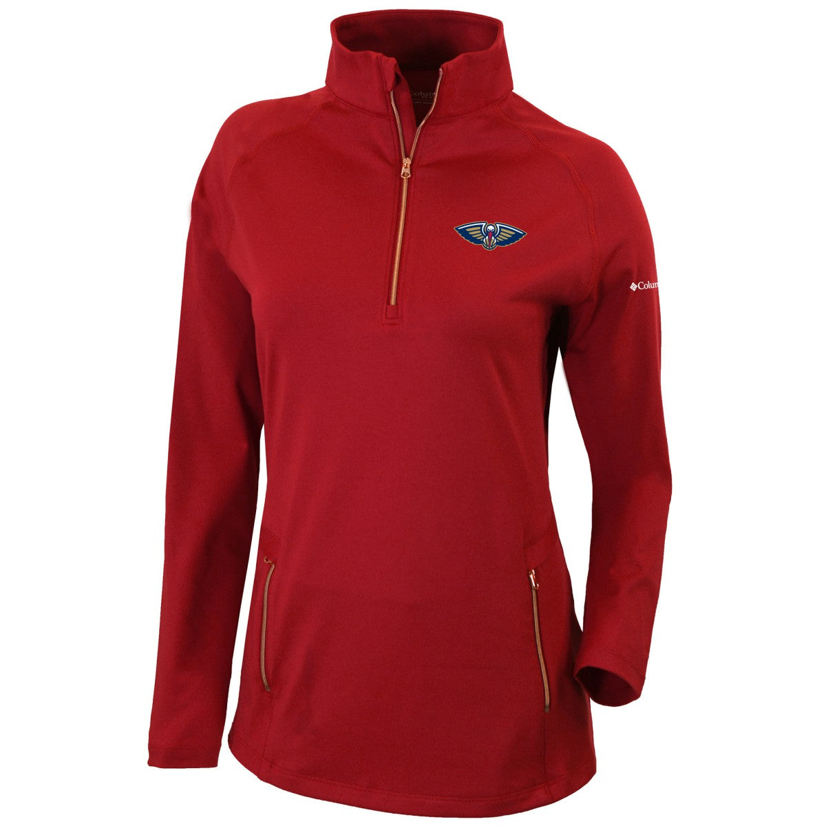 Columbia New Orleans Pelicans Women's Omni-Wick Outward Nine Quarter-Zip Pullover Top Red