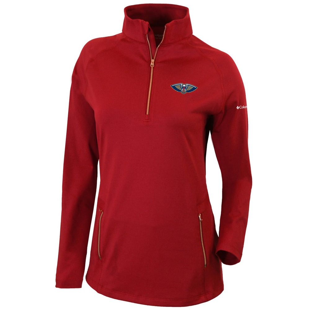 Columbia New Orleans Pelicans Women's Omni-Wick Outward Nine Quarter-Zip Pullover Top Red