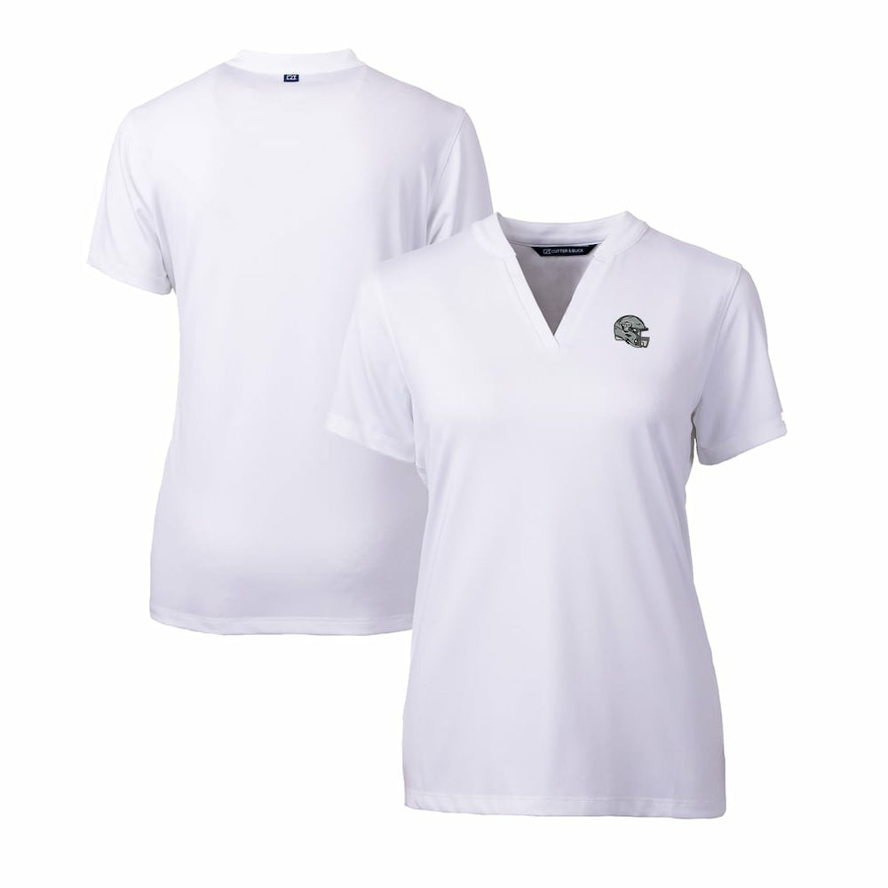 Las Vegas Raiders Cutter & Buck Women's Helmet Logo DryTec Forge Stretch V-Neck Blade Top - White - NFL