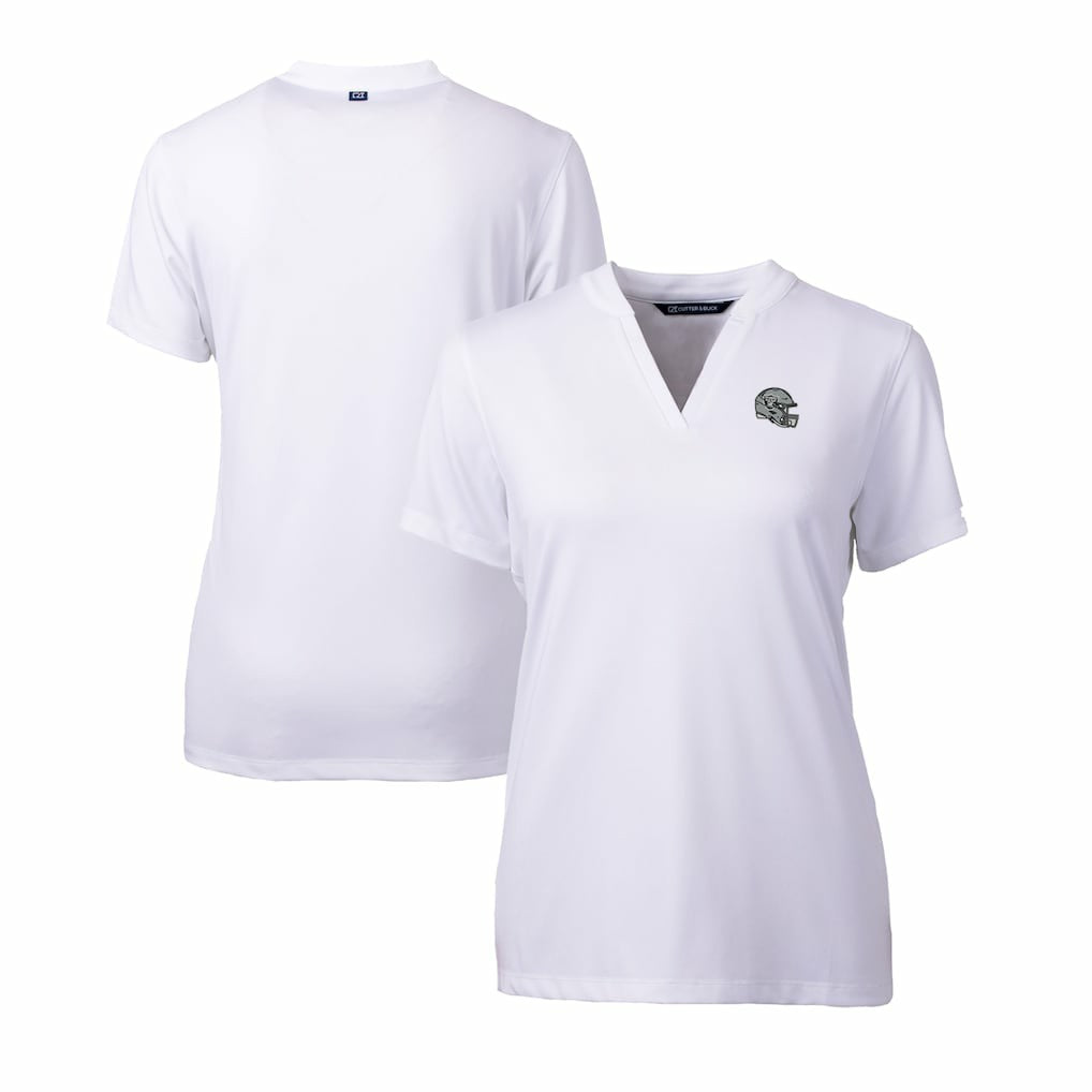 Las Vegas Raiders Cutter & Buck Women's Helmet Logo DryTec Forge Stretch V-Neck Blade Top - White - NFL