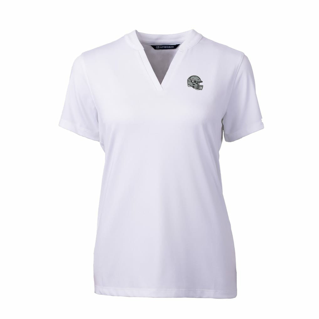 Las Vegas Raiders Cutter & Buck Women's Helmet Logo DryTec Forge Stretch V-Neck Blade Top - White - NFL