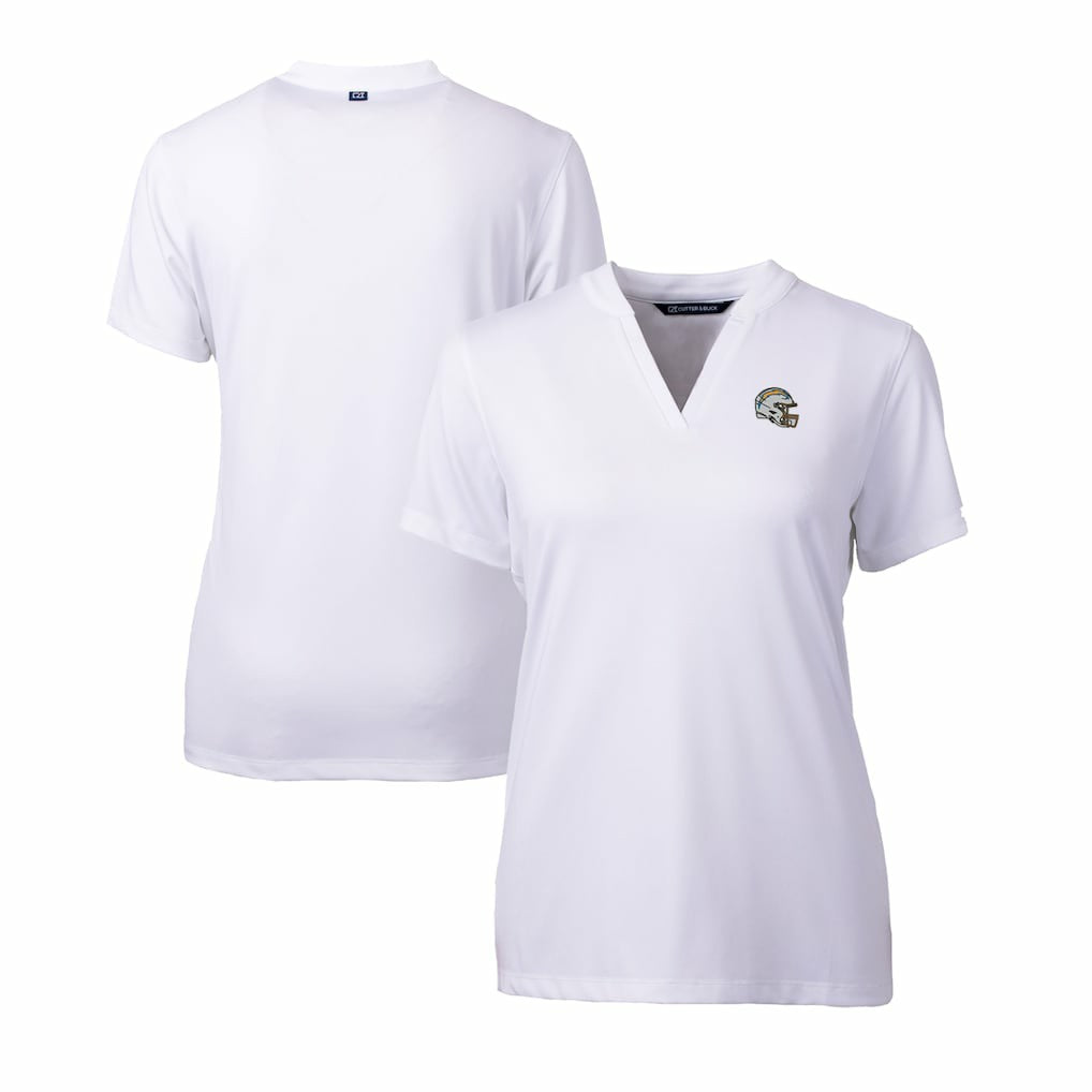 Los Angeles Chargers Cutter & Buck Women's Helmet Logo DryTec Forge Stretch V-Neck Blade Top - White - NFL