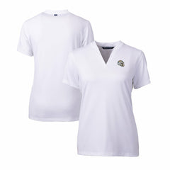 Los Angeles Chargers Cutter & Buck Women's Helmet Logo DryTec Forge Stretch V-Neck Blade Top - White - NFL