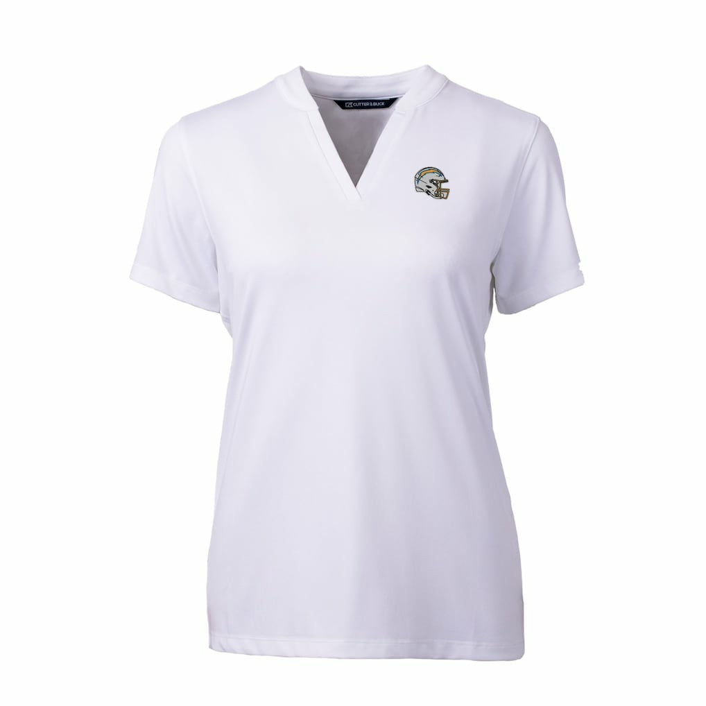 Los Angeles Chargers Cutter & Buck Women's Helmet Logo DryTec Forge Stretch V-Neck Blade Top - White - NFL