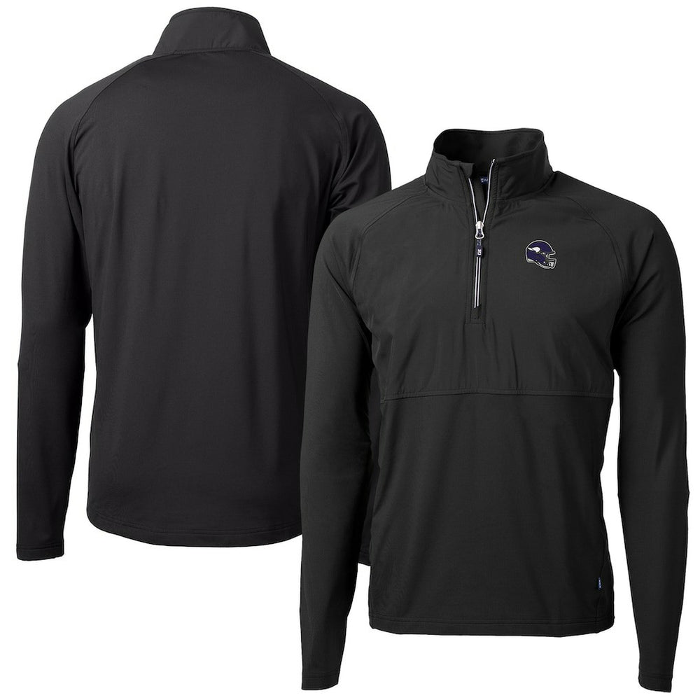 Minnesota Vikings Cutter & Buck Helmet Adapt Eco Knit Hybrid Recycled Quarter-Zip Pullover Top - Black - NFL