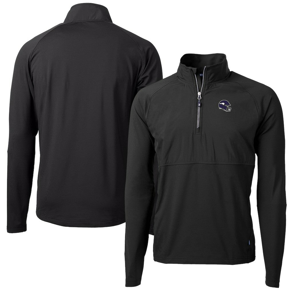 Minnesota Vikings Cutter & Buck Helmet Adapt Eco Knit Hybrid Recycled Quarter-Zip Pullover Top - Black - NFL