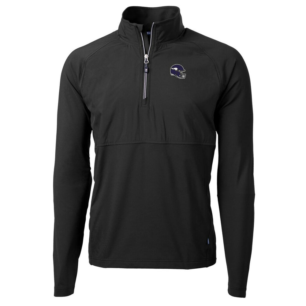 Minnesota Vikings Cutter & Buck Helmet Adapt Eco Knit Hybrid Recycled Quarter-Zip Pullover Top - Black - NFL