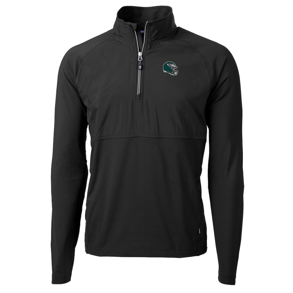Philadelphia Eagles Cutter & Buck Helmet Adapt Eco Knit Hybrid Recycled Quarter-Zip Pullover Top - Black - NFL