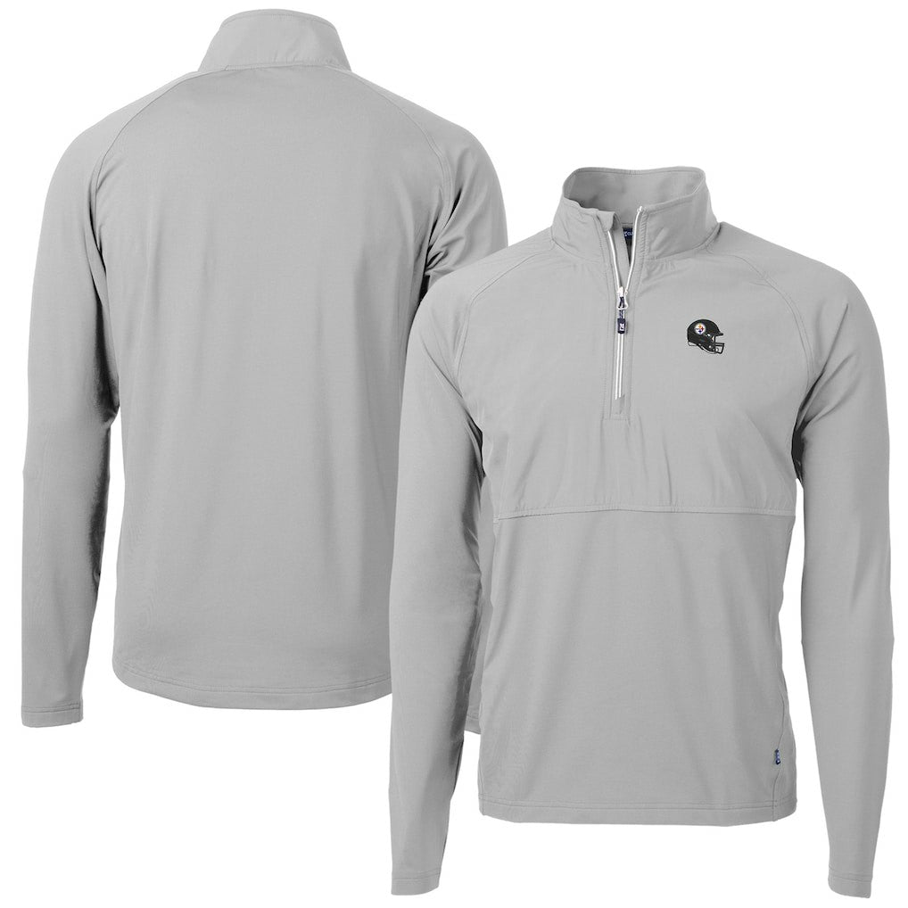 Pittsburgh Steelers Cutter & Buck Helmet Adapt Eco Knit Hybrid Recycled Quarter-Zip Pullover Top - Silver - NFL