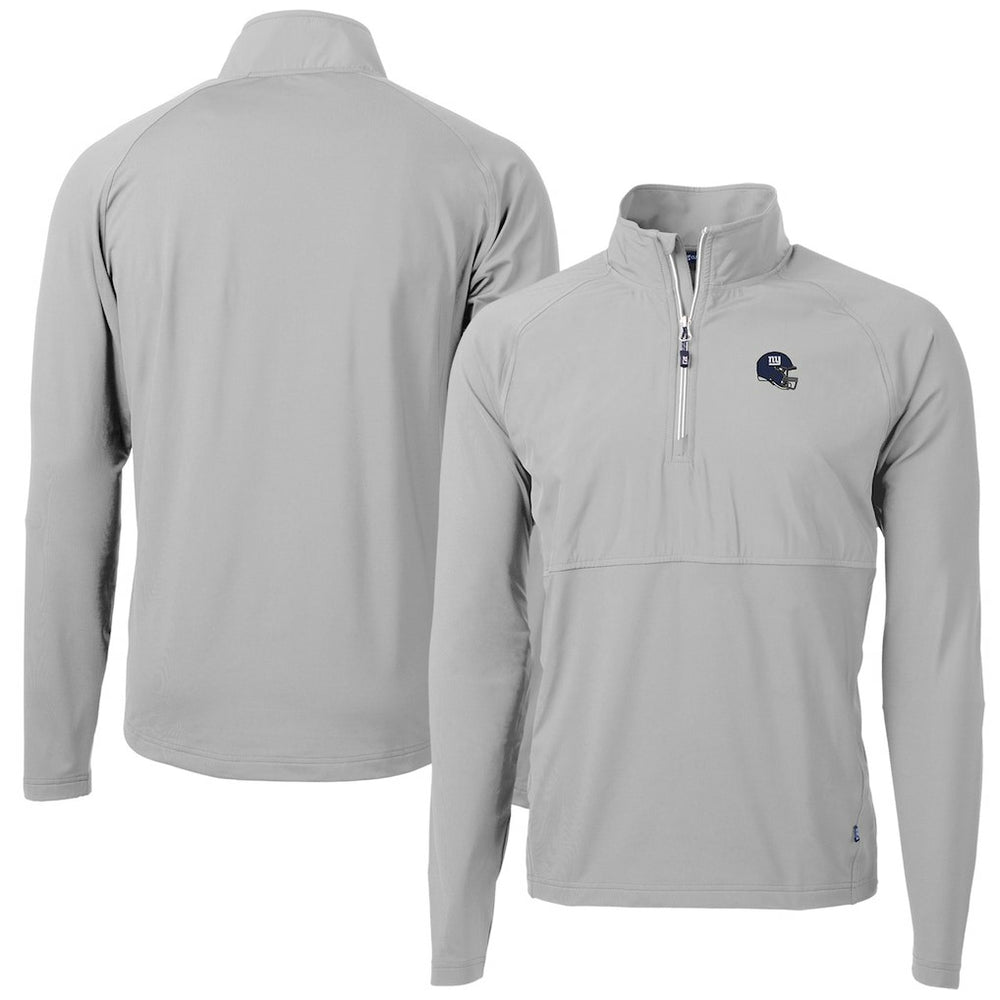 New York Giants Cutter & Buck Helmet Adapt Eco Knit Hybrid Recycled Quarter-Zip Pullover Top - Silver - NFL