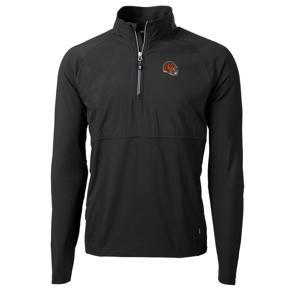 Cincinnati Bengals Cutter & Buck Helmet Adapt Eco Knit Hybrid Recycled Quarter-Zip Pullover Top - Black - NFL