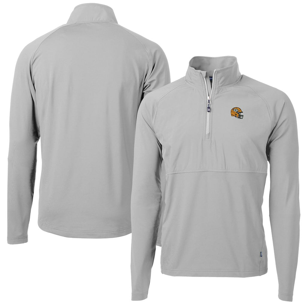 Green Bay Packers Cutter & Buck Helmet Adapt Eco Knit Hybrid Recycled Quarter-Zip Pullover Top - Silver - NFL
