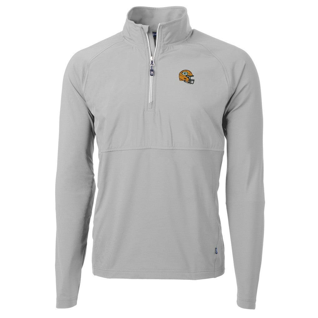 Green Bay Packers Cutter & Buck Helmet Adapt Eco Knit Hybrid Recycled Quarter-Zip Pullover Top - Silver - NFL