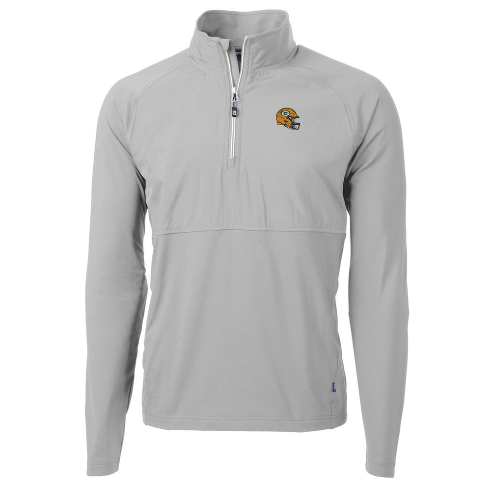 Green Bay Packers Cutter & Buck Helmet Adapt Eco Knit Hybrid Recycled Quarter-Zip Pullover Top - Silver - NFL