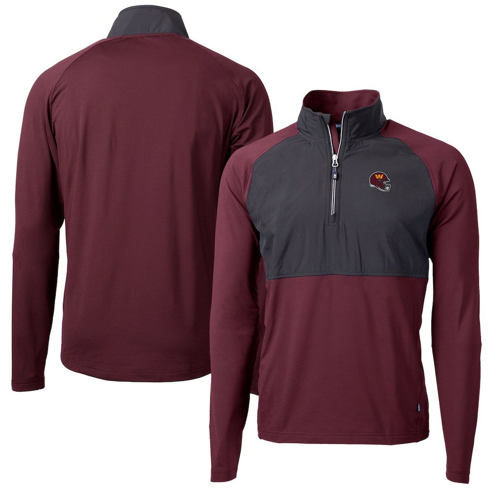 Washington Commanders Cutter & Buck Helmet Adapt Eco Knit Hybrid Recycled Quarter-Zip Pullover Top - Burgundy - NFL