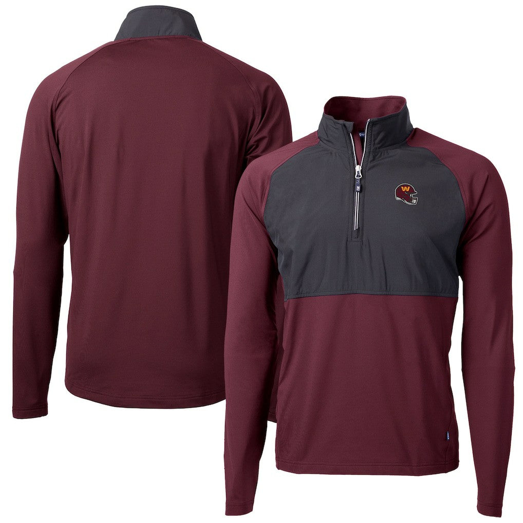 Washington Commanders Cutter & Buck Helmet Adapt Eco Knit Hybrid Recycled Quarter-Zip Pullover Top - Burgundy - NFL